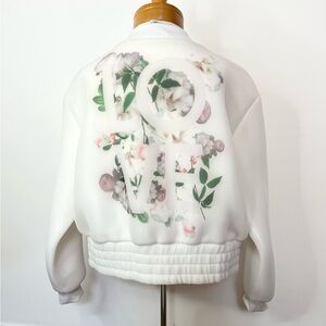 Victoria’s Secret Sport LOVE White Floral Bomber Lightweight Lined Jacket Sz M